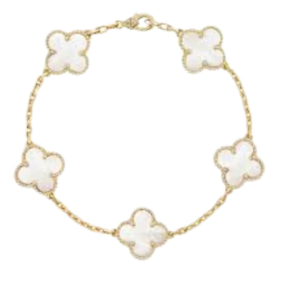 VAN CLEEF BLANCO CON DORADO  (INCLUYE: BOLSA, CERTIFICADO, ESTUCHE, BOLSA)