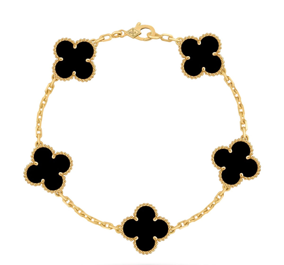 VAN CLEEF NEGRO CON DORADO  (INCLUYE: BOLSA, CERTIFICADO, ESTUCHE, BOLSA)