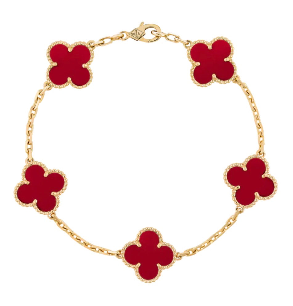 VAN CLEEF ROJA CON DORADO (INCLUYE: BOLSA, CERTIFICADO, ESTUCHE, BOLSA)